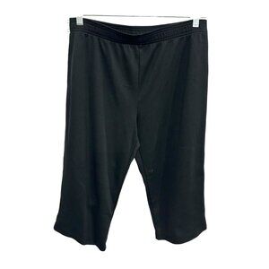 Brisas Womens Black Cropped Active Pants Waffle Knit Sz XL
